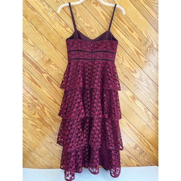 Club Monaco Becaw Lace Star Print Tiered Midi Dress - Picture 6 of 11